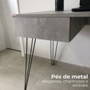Ver imagem 7 de Escrivaninha Mesa Escritório com Estante e com 1 Gaveta 4 Nichos 137,8cm Industrial Tampo Concreto Fusion Preto Artany