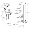 Ver imagem 4 de Escrivaninha Mesa Escritório com Estante e com 1 Gaveta 4 Nichos 137,8cm Industrial Tampo Concreto Fusion Preto Artany