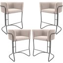 Ver imagem 1 de Kit 04 Banquetas Baixa Base de Aço Preto Betina D02 Suede Bege C-309 - Lyam Decor