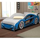 Ver imagem 1 de Cama Infantil Bruma Nobre Carro com Baú Azul MDF Branco e Azul Casah