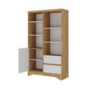 Ver imagem 3 de Armário para Escritório ou Home Office Space com 1 Porta 2 Gavetas e Tampo em Tamburato Branco/Olmo