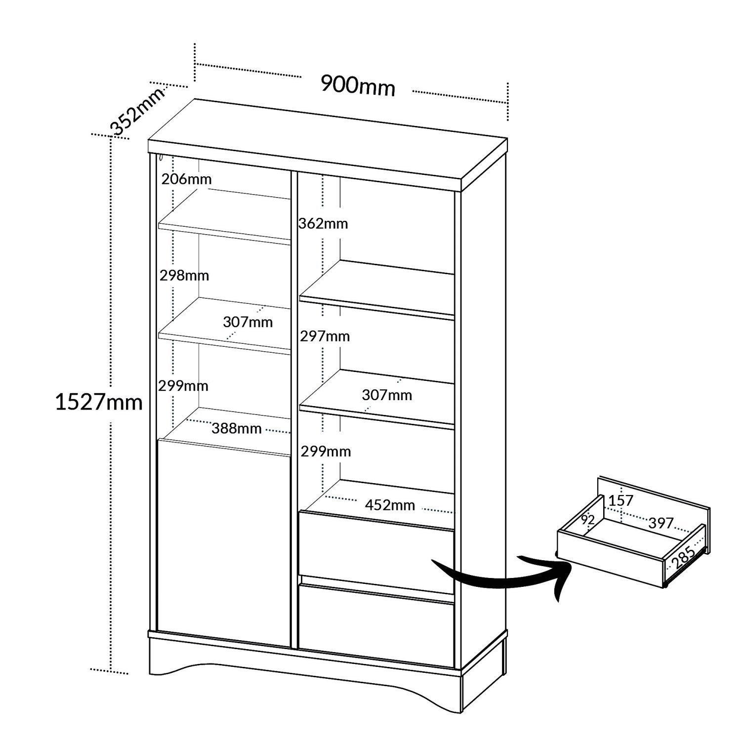 Armário Para Escritório Ou Home Office Space Com 1 Porta 2 Gavetas E Tampo Em Tamburato - 5