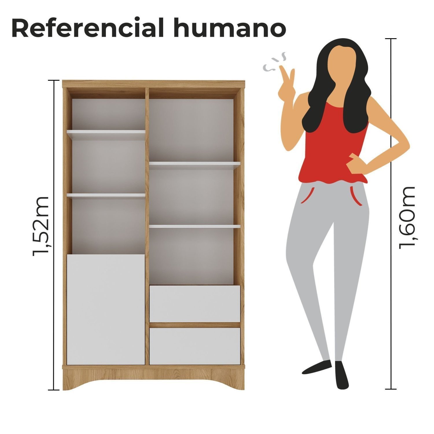 Armário Para Escritório Ou Home Office Space Com 1 Porta 2 Gavetas E Tampo Em Tamburato - 6