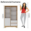 Ver imagem 6 de Armário para Escritório ou Home Office Space com 1 Porta 2 Gavetas e Tampo em Tamburato Branco/Olmo