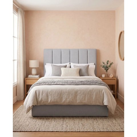 Cabeceira Cama Box para Casal 140cm Jade Suede Cinza