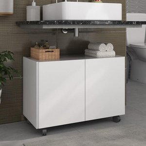 Gabinete Armário de Banheiro 62,5cm com Rodízios 2 Portas Multimóveis Mp5043 Branco