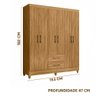 Guarda Roupa Casal Pequeno 6 Portas 153cm Freijó Celestina Shop Jm - 4