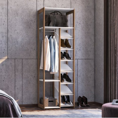 Closet Cali com Sapateira Branco/Aveiro