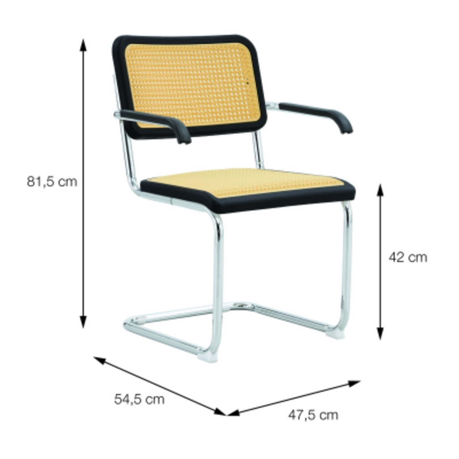 Cadeira Escritório Interlocutor Cesca com Braço e Base Cromada - 3