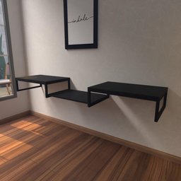 Aparador Industrial Preto Moderno Cantinho Café Escritorio Simples Bancada Suspensa - 1