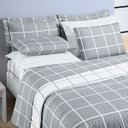 Ver imagem 3 de Cobre Leito Colcha Casal 3 Peças Micropercal 200 Fios Matelado Dupla Face - Cinza e Branco