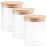 Kit de 3 Potes Herméticos Vidro Tampa Bambu 800ml - 2