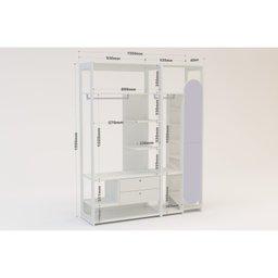 Kit Closet Cali 2 Gavetas e Sapateira com Espelho - 9 Kit Closet Cali 2 Gavetas e Sapateira com Espelho - 9