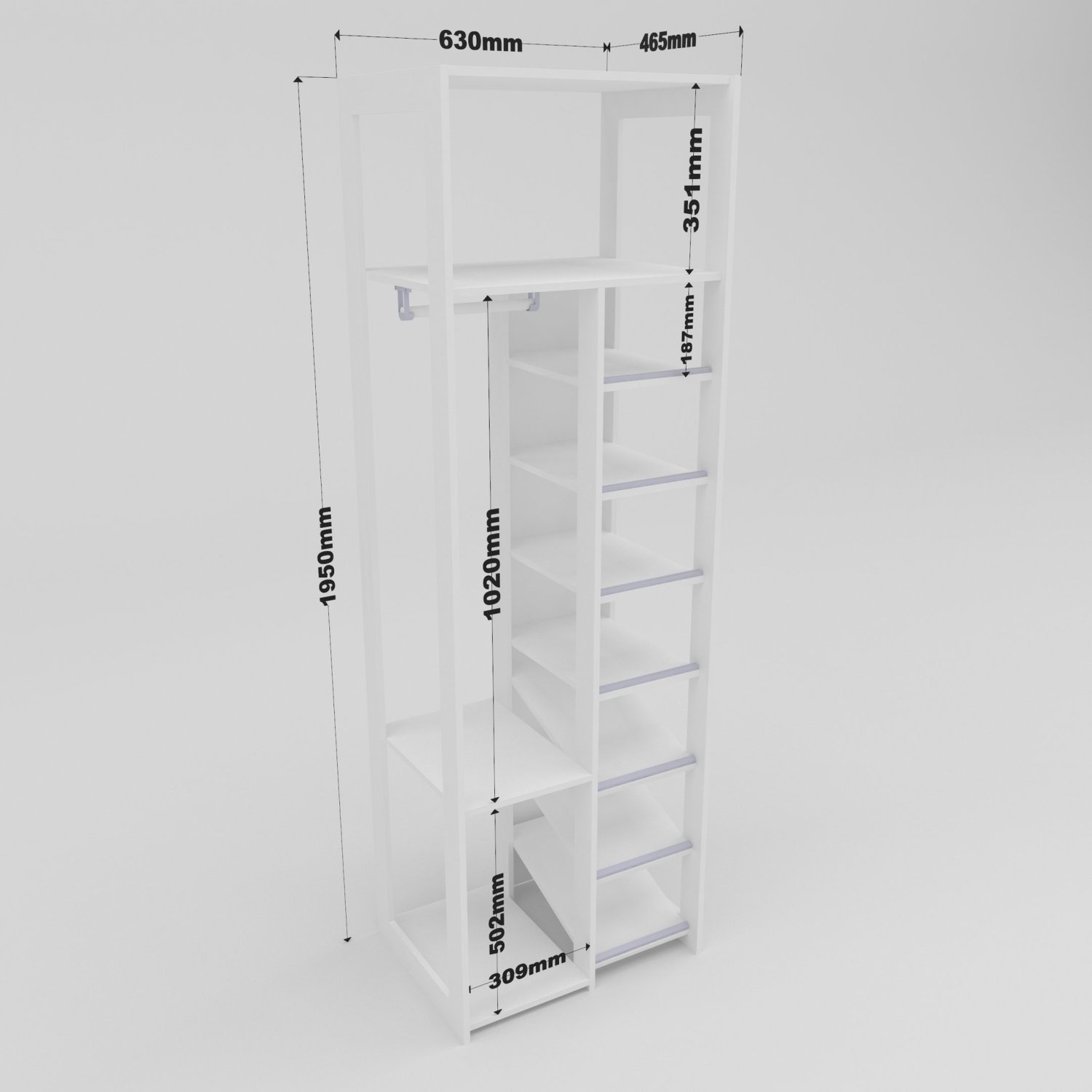 Kit Closet Cali 2 Gavetas e Sapateira com Espelho MadeiraMadeira