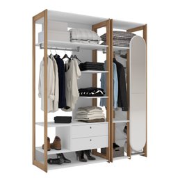 Kit Closet Cali 2 Gavetas e Sapateira com Espelho - 2 Kit Closet Cali 2 Gavetas e Sapateira com Espelho - 2