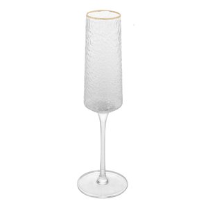 Taça para Champanhe de Cristal com Fio de Ouro Petra 300ml Incolor Lyor