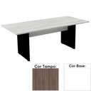 Ver imagem 1 de Mesa de Reunião Retangular 200x90cm Pé Painel Pe25 em MDP Cor Walnut e Base Branca