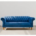 Ver mais imagens de Sofá 3 Lugares Veludo Azul Chesterfield 200cm Yescasa