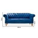 Ver imagem 3 de Sofá 3 Lugares Veludo Azul Chesterfield 200cm Yescasa