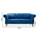 Ver imagem 3 de Sofá 3 Lugares Veludo Azul Chesterfield 200cm Yescasa