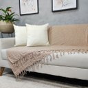 Ver imagem 2 de Kit 2 Capas de Almofada Linho Bege 42x42cm + Manta de Sofá