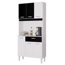Ver imagem 2 de Cozinha Ambiente Kit Cassia 6 Portas Branco Preto - Poquema