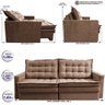 Sofá sem Caixa Retrátil Baú 1,60m Cama Inbox Secret Suede Velusoft Castor - 3