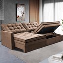 Ver imagem 1 de Sofá sem Caixa Retrátil Baú 1,60m Cama Inbox Secret Suede Velusoft Castor