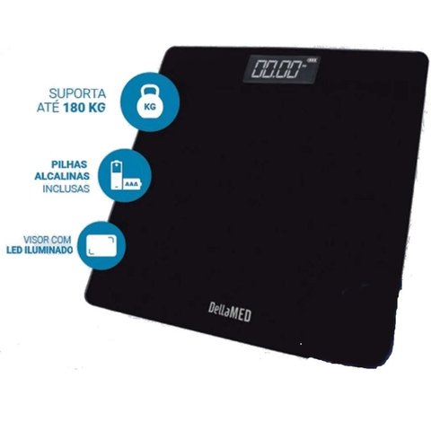 Balança Digital Smart Preta Banheiro Academia 180kg