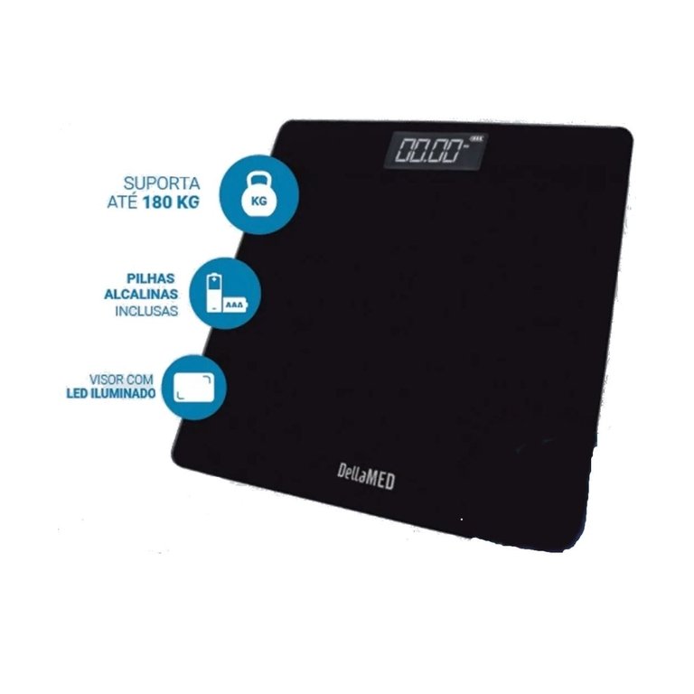 Balança Digital Smart Preta Banheiro Academia 180kg