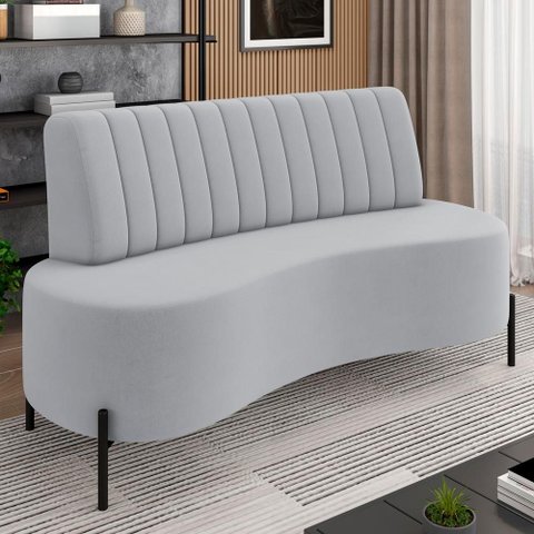 Sofá Chaise 2 Lugares Sala Living 135cm Pés Industrial Cayman K01 Veludo Cinza - Lyam Decor