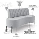 Ver imagem 4 de Sofá Chaise 2 Lugares Sala Living 135cm Pés Industrial Cayman K01 Veludo Cinza - Lyam Decor