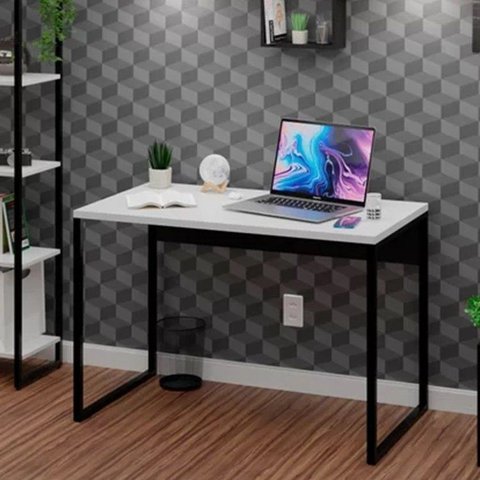 Escrivaninha Mesa Escritório Diretor Estilo 100cm Industrial Branco