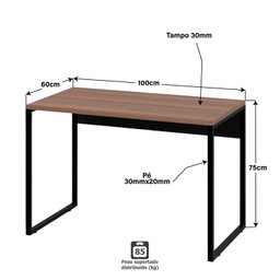 Escrivaninha Mesa Para Escritório Diretor Estilo Industrial 100cm - 4