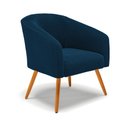 Ver imagem 1 de Poltrona Decorativa Pé Palito Castanho Stella Bouclê Azul D03 - D'rossi