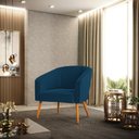 Ver imagem 2 de Poltrona Decorativa Pé Palito Castanho Stella Bouclê Azul D03 - D'rossi