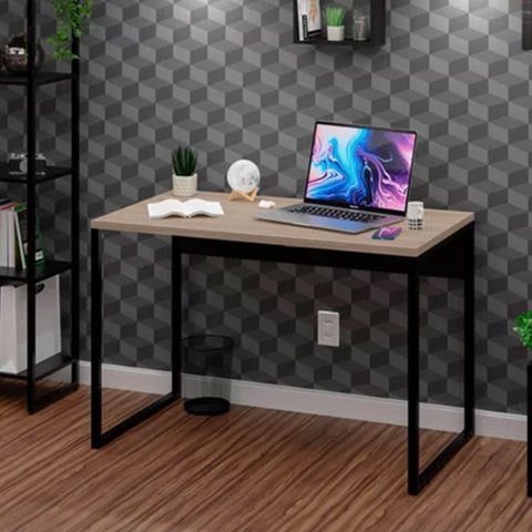 Escrivaninha Mesa Escritório Diretor Estilo 100cm Industrial Carvalho Bege