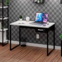Ver imagem 1 de Mesa de Escritório Escrivaninha 1 Gaveta 100cm Industrial Branco
