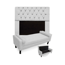Ver imagem 1 de Jogo Com Cabeceira Mirage + Recamier Baú Fenix Queen 160 cm Suede Branco - LM DECOR