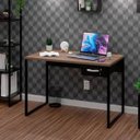 Ver imagem 1 de Mesa de Escritório Escrivaninha 1 Gaveta 100cm Industrial Nogal Marrom