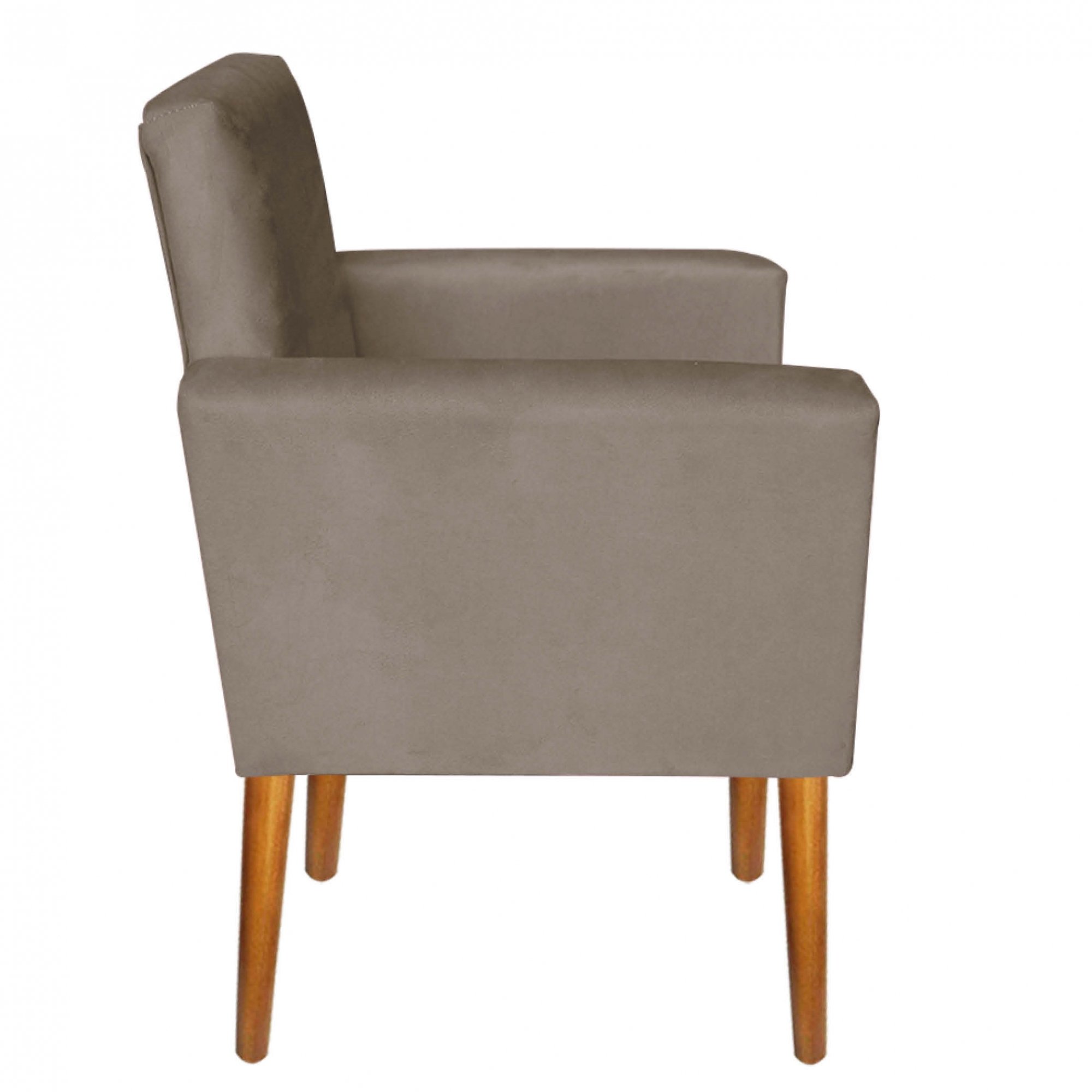 Poltrona Decorativa Nina Suede Cappuccino- Móveis Mafer - 3