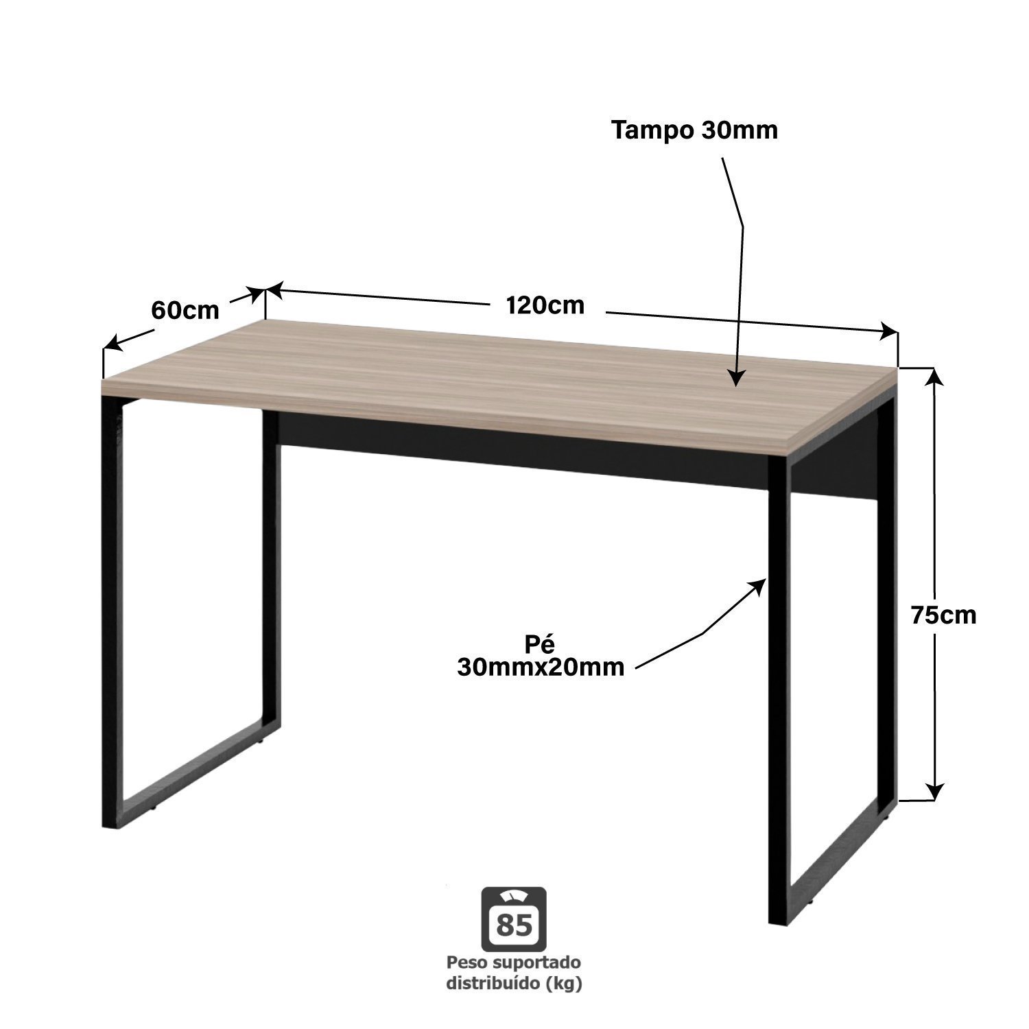 Mesa Para Escritório Escrivaninha Diretor Estilo Industrial 120cm - 4