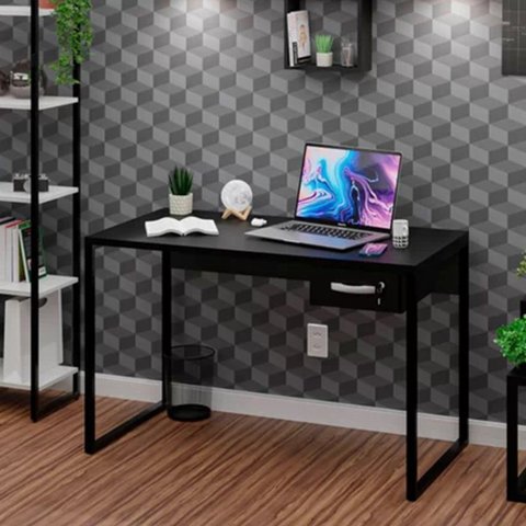 Escrivaninha Mesa Escritório Diretor 120cm Industrial Preto