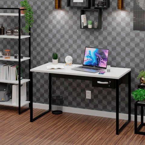 Escrivaninha Mesa Escritório Diretor 135cm Industrial Branco