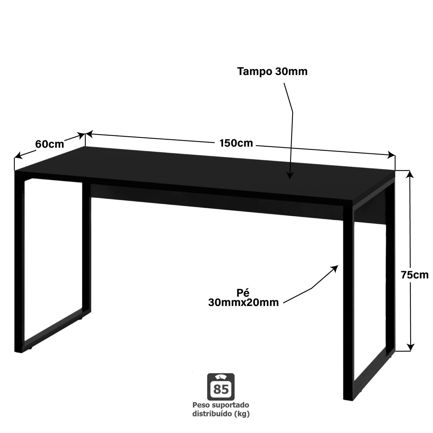 Mesa Para Escritório Escrivaninha Industrial 150cm - 4