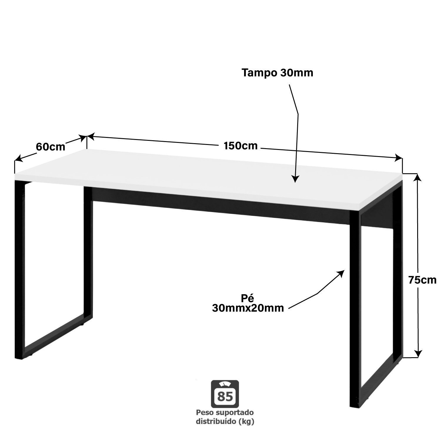 Mesa Para Escritório Escrivaninha Industrial 150cm - 4