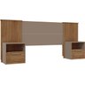 Cabeceira de Cama Extensível 2 Mesas com Gaveta Ripado 140/193 Lucius Casal Queen King Buriti/fendi - 1