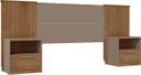 Ver imagem 1 de Cabeceira de Cama Extensível 2 Mesas com Gaveta Ripado 140/193 Lucius Casal Queen King Buriti/fendi