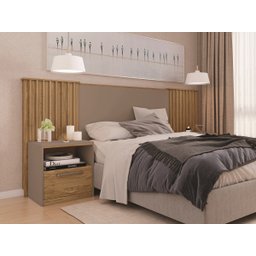 Cabeceira de Cama Extensível 2 Mesas com Gaveta Ripado 140/193 Lucius Casal Queen King Buriti/fendi - 4