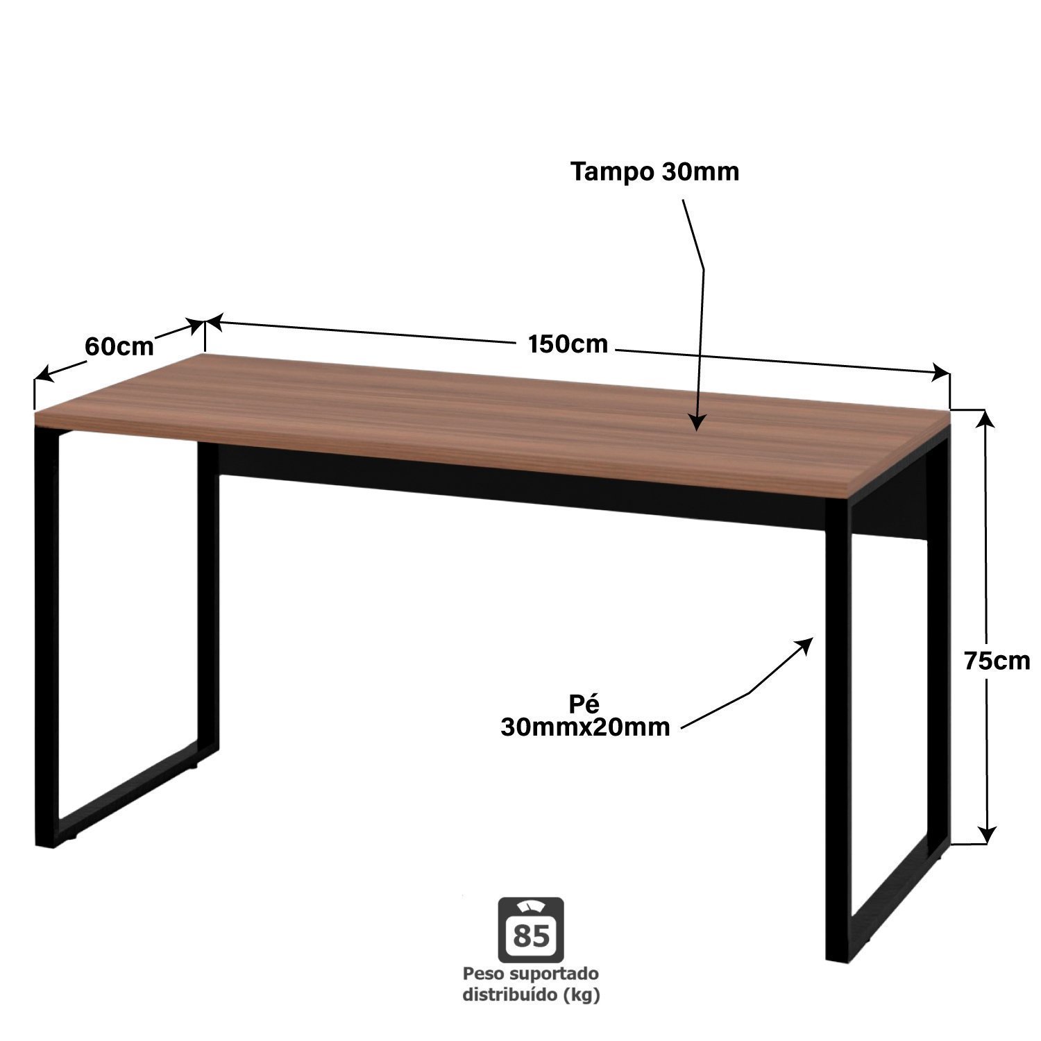 Mesa Para Escritório Escrivaninha Industrial 150cm - 4